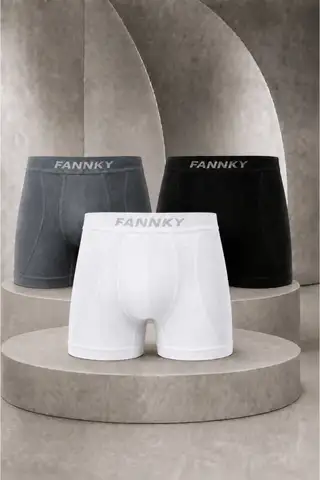 Erkek Casual Comfort Günlük 3 Lü Boxer Füme - 1
