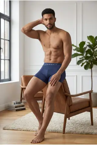 Erkek Rahat Esnek Seamless 3 Lü Lacivert Boxer - 2