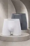 Erkek Casual Comfort Günlük 2 Li Boxer Krem - Görsel 1