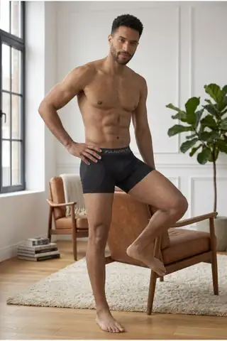 Erkek Rahat Esnek Seamless 2 Li Siyah Boxer - 5