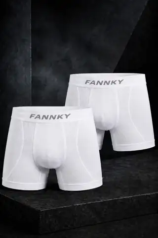 Erkek Rahat Esnek Seamless 2 Li Beyaz Boxer - 1
