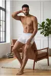 Erkek Rahat Esnek Seamless 2 Li Beyaz Boxer - Görsel 5