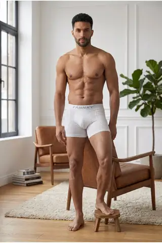 Erkek Rahat Esnek Seamless Beyaz Boxer - 6