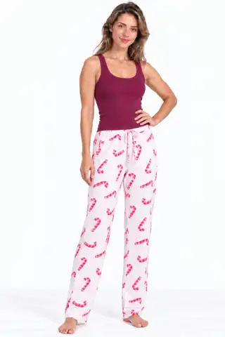 Kadın Trend Günlük Bluz Bordo Desenli Pijama Takımı - 1