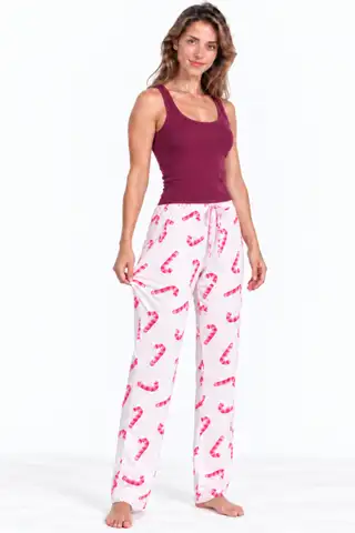 Kadın Trend Günlük Bluz Bordo Desenli Pijama Takımı - 4