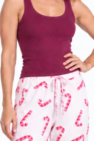 Kadın Trend Günlük Bluz Bordo Desenli Pijama Takımı - 5