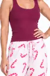 Kadın Trend Günlük Bluz Bordo Desenli Pijama Takımı - Görsel 5