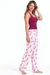 Kadın Trend Günlük Bluz Bordo Desenli Pijama Takımı - Görsel 6