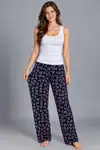 Kadın Trend Günlük Bluz Beyaz Desenli Pijama Takımı - Görsel 2