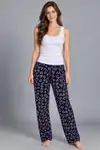 Kadın Trend Günlük Bluz Beyaz Desenli Pijama Takımı - Görsel 3