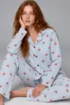 Kadın Kiraz Desenli Pötikare Mavi Pijama Takımı 4792 - Görsel 5