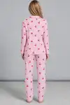 Kadın Kiraz Desenli Pötikare Pembe Pijama Takımı 4793 - Görsel 4