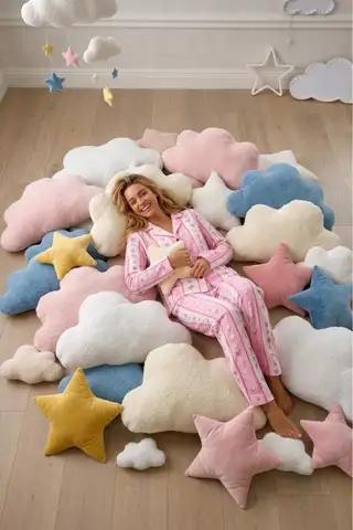 Kadın Desenli Düğmeli Uzun Kollu Pembe Pijama Takımı - 2
