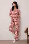 Kadın Uzun Kollu Düğmeli Alt Üst Uyku Kırmızı Pijama Takımı - Görsel 5