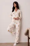 Kadın Uzun Kollu Düğmeli Alt Üst Uyku Beyaz Pijama Takımı - Görsel 6