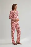 Kadın Gömlek Yaka Düğmeli Gece Giyimi Kırmızı Pijama Takımı - Görsel 4