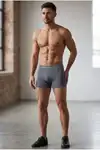 Erkek Trend Nefes Alan Relaxed Gri Boxer - Görsel 1