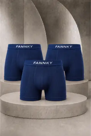 Erkek Casual Comfort Günlük 3 Lü Lacivert Boxer - 1