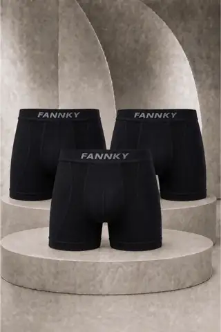 Erkek Casual Comfort Günlük 3 Lü Siyah Boxer - 1
