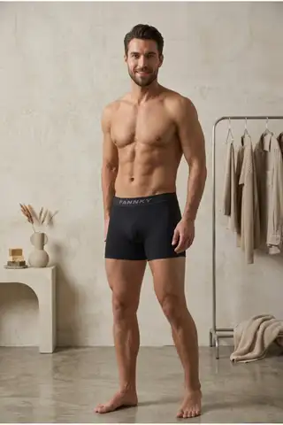 Erkek Casual Comfort Günlük 3 Lü Siyah Boxer - 5