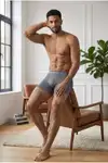Erkek Rahat Esnek Seamless 3 Lü Gri Boxer - Görsel 2