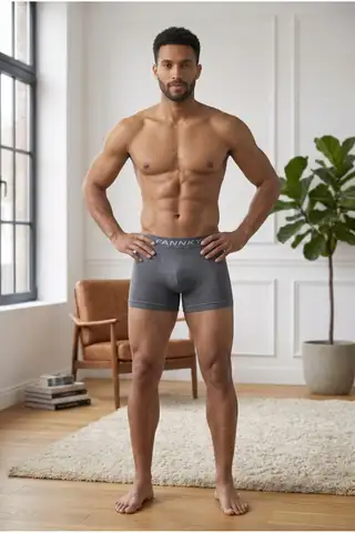 Erkek Rahat Esnek Seamless 3 Lü Gri Boxer - 4