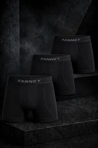Erkek Rahat Esnek Seamless 3 Lü Siyah Boxer - 1