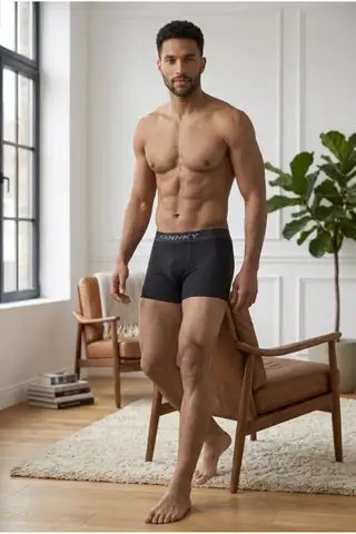 Erkek Rahat Esnek Seamless 3 Lü Siyah Boxer - 6