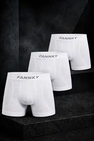 Erkek Rahat Esnek Seamless 3 Lü Beyaz Boxer - 1