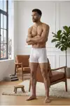 Erkek Rahat Esnek Seamless 3 Lü Beyaz Boxer - Görsel 4