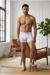 Erkek Rahat Esnek Seamless 3 Lü Beyaz Boxer - Görsel 6