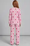 Kadın Kalpli Rahat Kalıp İkili Pembe Pijama Takımı 4768 - Görsel 3