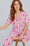 Kadın Rahat Kalıp Gömlek Yaka Pembe Kalpli Pijama Takımı 4769 - Görsel 2