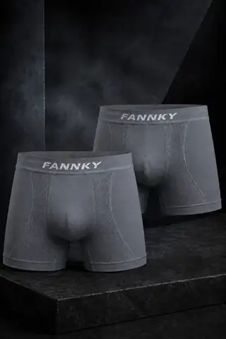 Erkek Rahat Esnek Seamless 2 Li Gri Boxer - 1