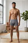 Erkek Rahat Esnek Seamless 2 Li Gri Boxer - Görsel 3