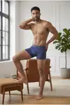 Erkek Rahat Esnek Seamless Lacivert Boxer - Görsel 5