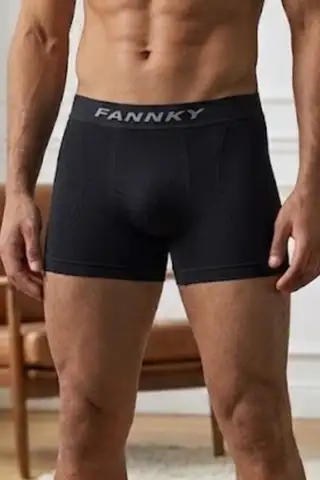 Erkek Rahat Esnek Seamless Siyah Boxer - 3