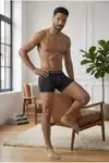 Erkek Rahat Esnek Seamless Siyah Boxer - Görsel 5